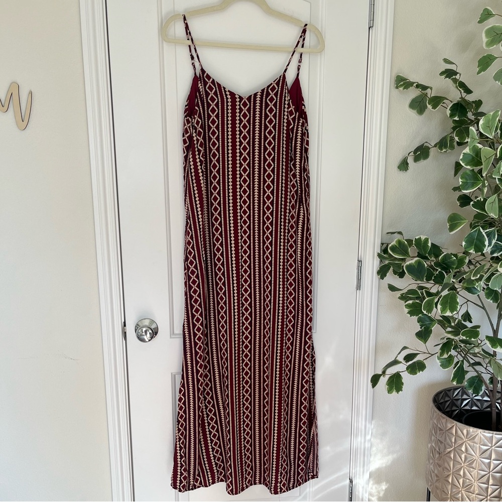 Red Tribal Print Midi Dress SzS